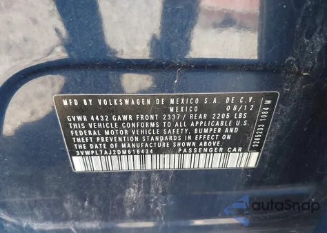 2013 Volkswagen Jetta Sportwagen 2.0L Tdi z USA, uszkodzony, nr VIN 3VWPL7AJ2DM616434